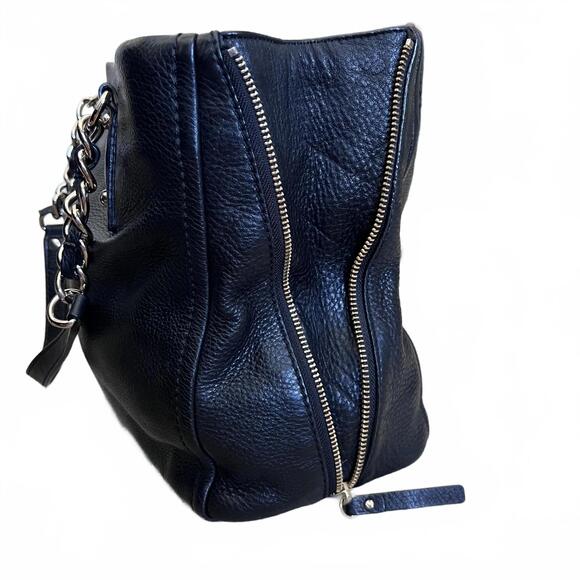 Kate Spade Andee Pebbled Leather Tote Black Shoulder Bag Gold Chain Strap Large - Picture 3 of 9